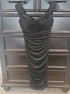 Ruched Black Women’s Dress - Classic Cocktail Style